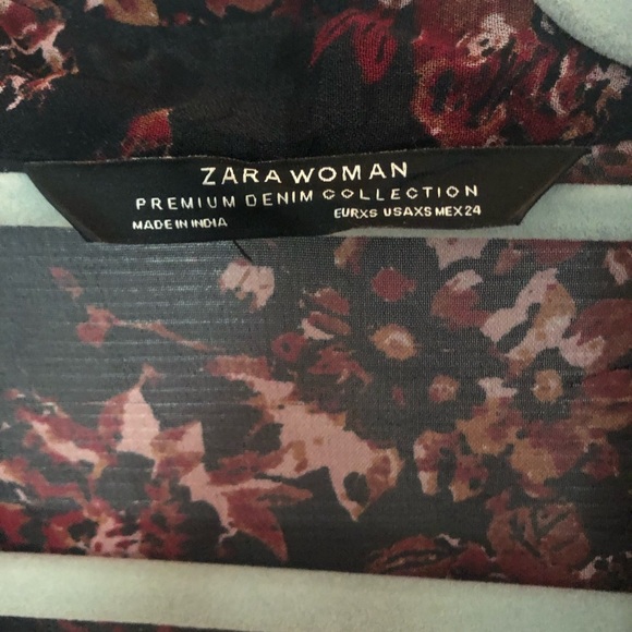 Zara Black and Red Ruffled Tie Front Blouse - Picture 7 of 12